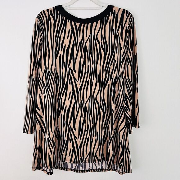 🎉Clearance🎉NY Collection Black & Brown Animal Print Stretchy Blouse Plus 3X - Picture 6 of 10